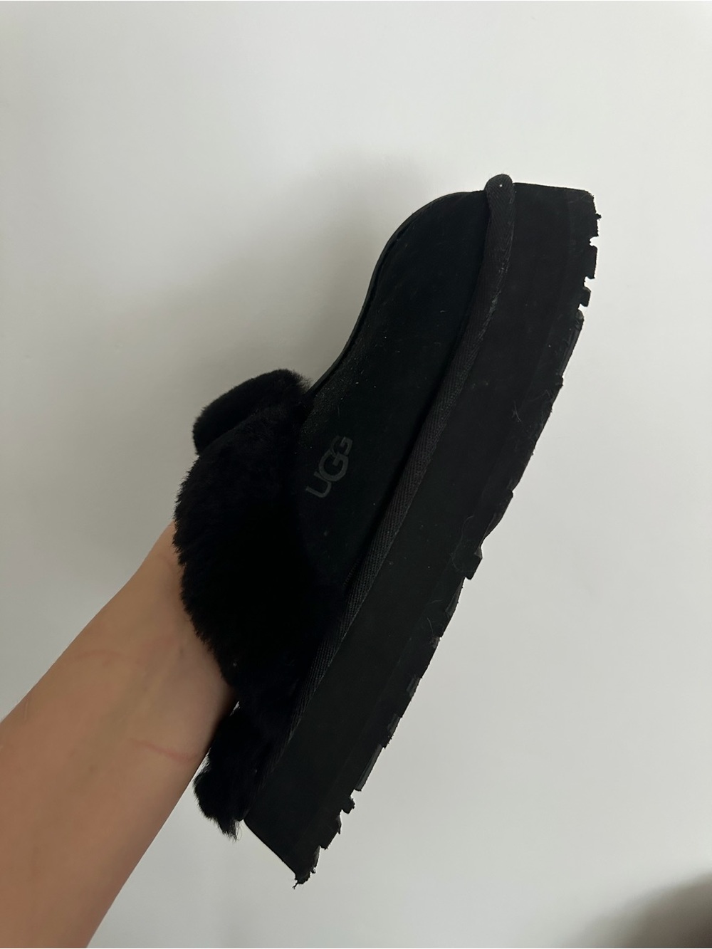 UGG Black Disquette Platform Slippers Size 8